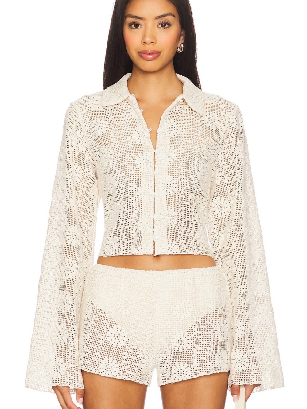 NWT Lioness babydoll top and shorts set in cream floral